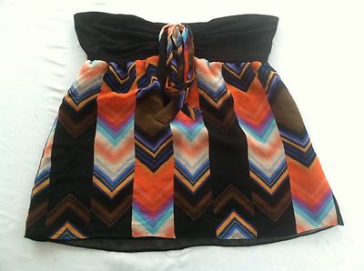 GUESS Jeans Skirt Black, Orange, Blues & Gold Size L