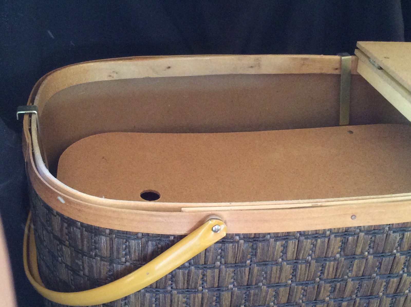 Vintage Picnic Basket By Burlington In ORIGINAL Box With DISHES & Silverware