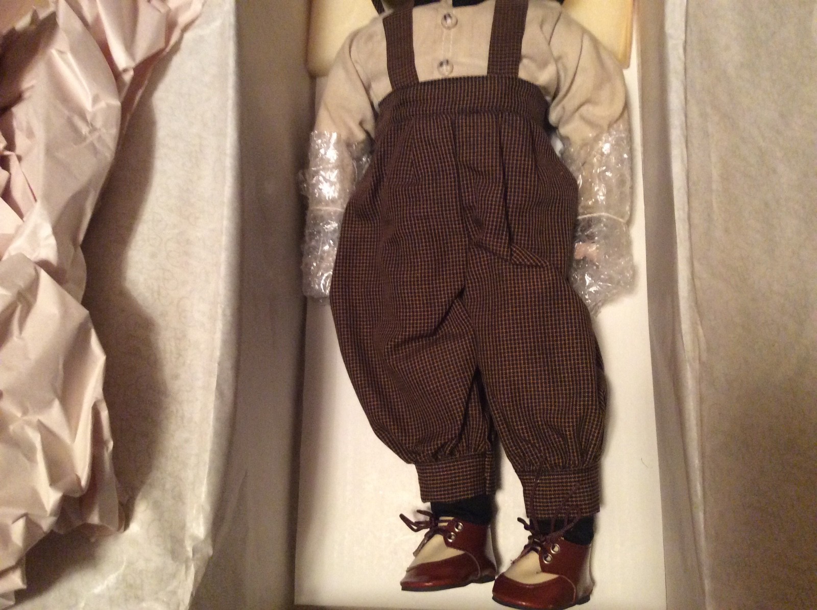 Franklin Mint Heirloom Coca Cola Danny Porcelain Doll w/Coke Crate Scooter