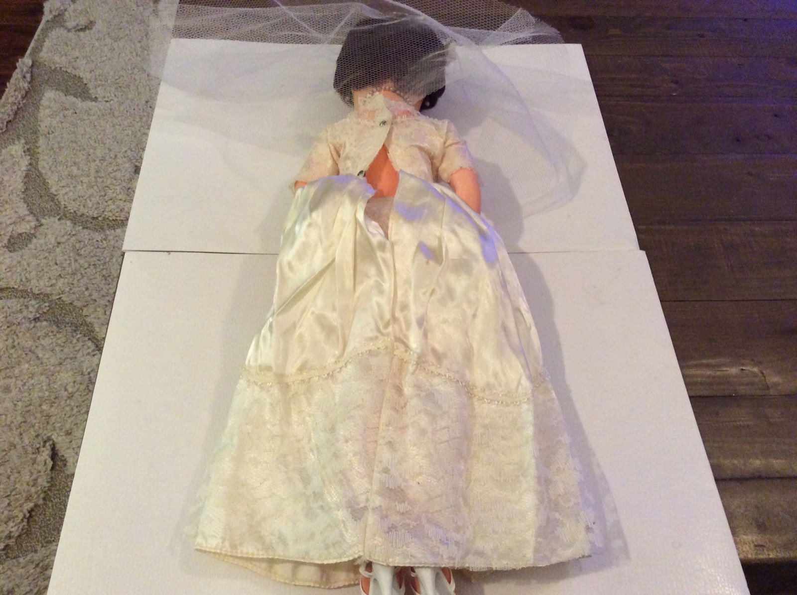 VINTAGE BRIDE HARD PLASTIC DOLL 19”