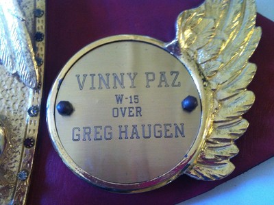 VINNY PAZ IBF CHAMPIONSHIP BELT OBTAINED FROM VINNY WON IN 1987 VS GREG HAUGEN