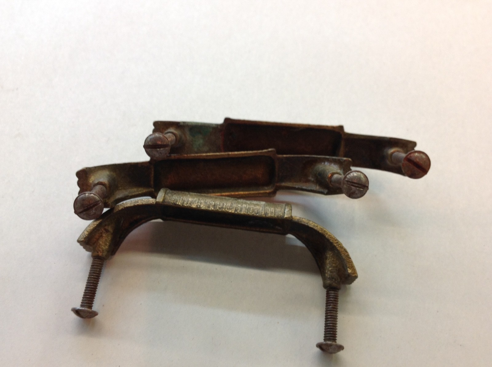 Vtg 50s MID CENTURY BRASS Art Deco Drawer Pulls WATERFALL Dresser Handles LOT 3