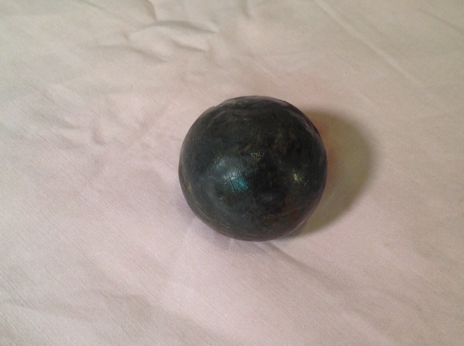 Scarce Large Native American Game Ball,  Potawatomi, Heavy lined