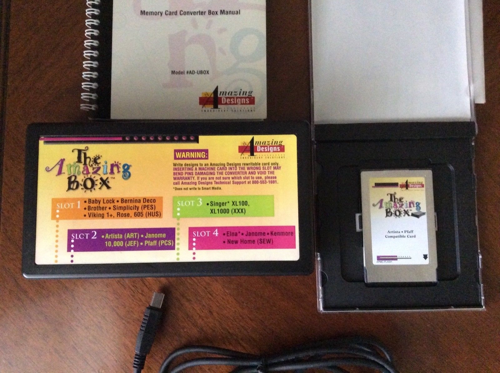 Amazing Box Embroidery Designs USB 4 Slot Card Converter Includes Card Cd Manual