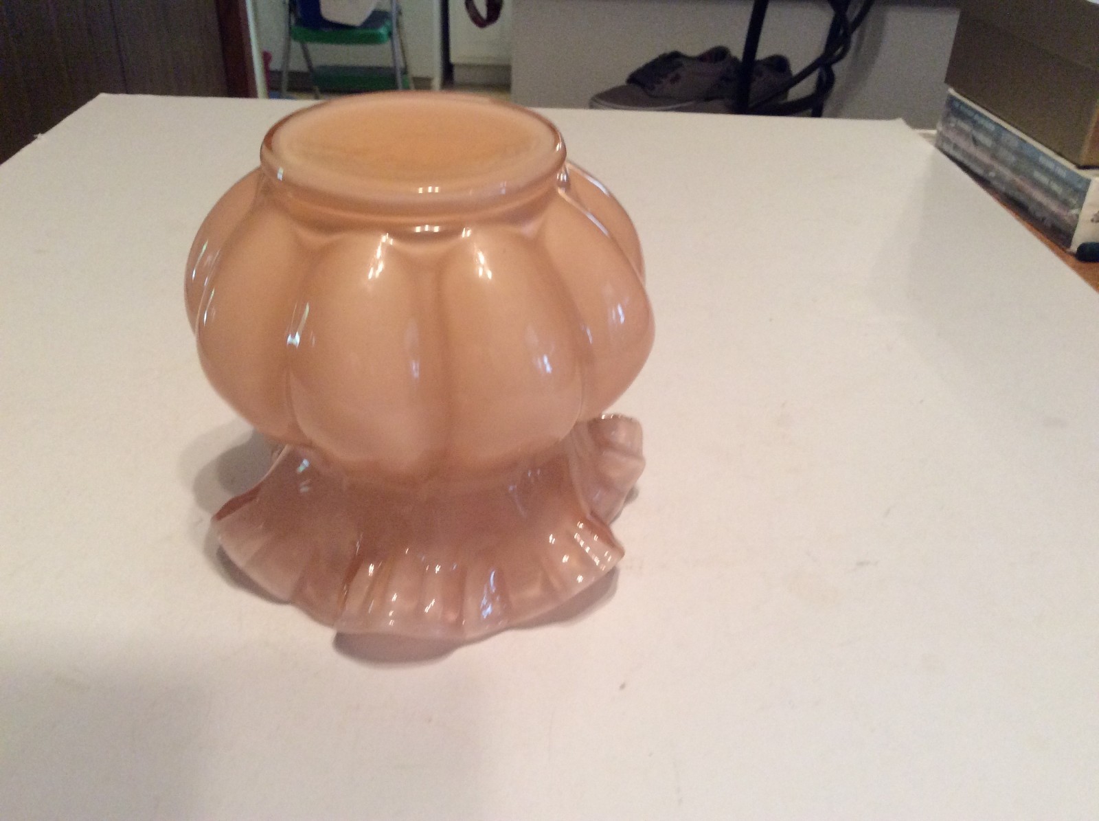 Fenton Vase Vintage Rose Overlay Pink Ruffle 5 1/4
