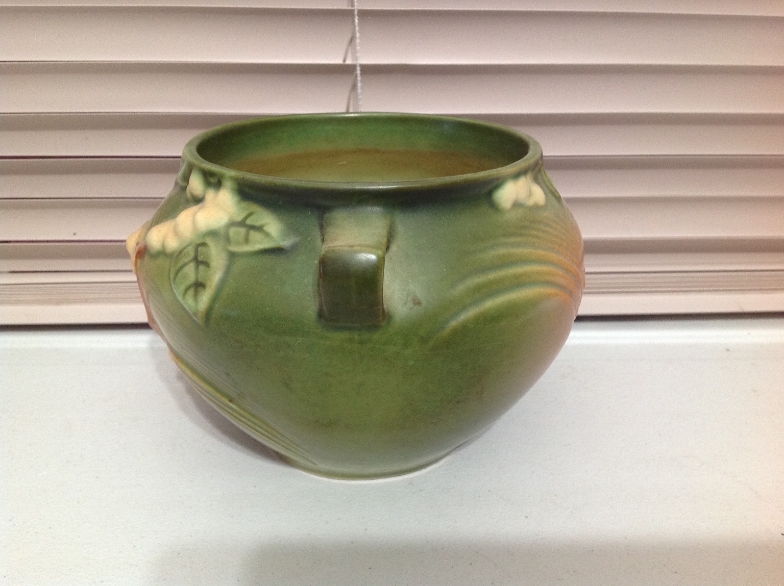 Vintage Roseville Pottery Snowberry Green Jardiniere 1J4