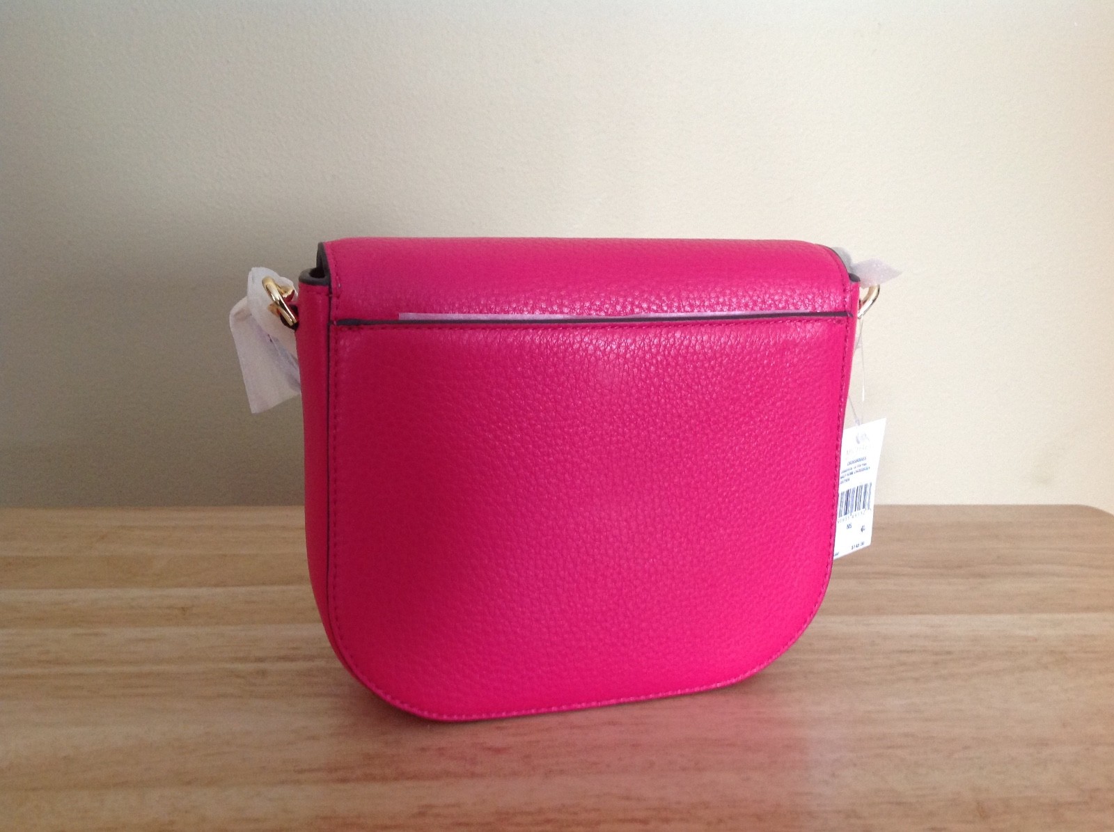 Micahel Kors Half Dome Pebbled Leather Crossbody Bag Ultra Pink Gold $148 NWT