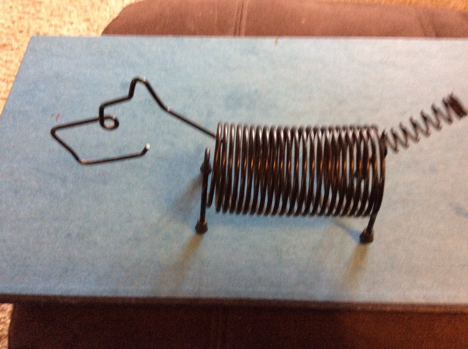 Vintage Retro Letter Holder Wire Dog Spring Tail as Pen Holder 1970s Black