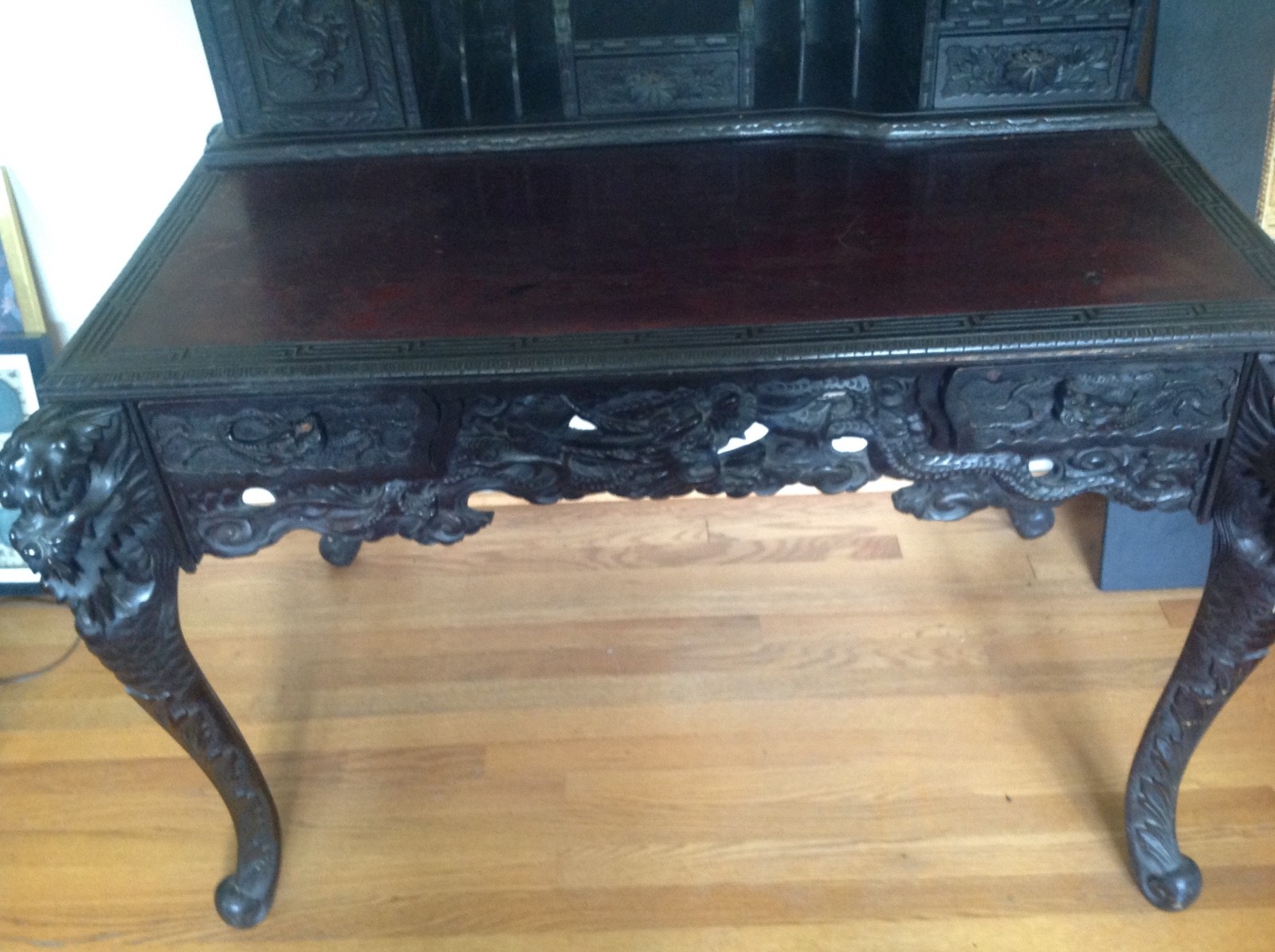 Japanese Antique Carved Writing Desk