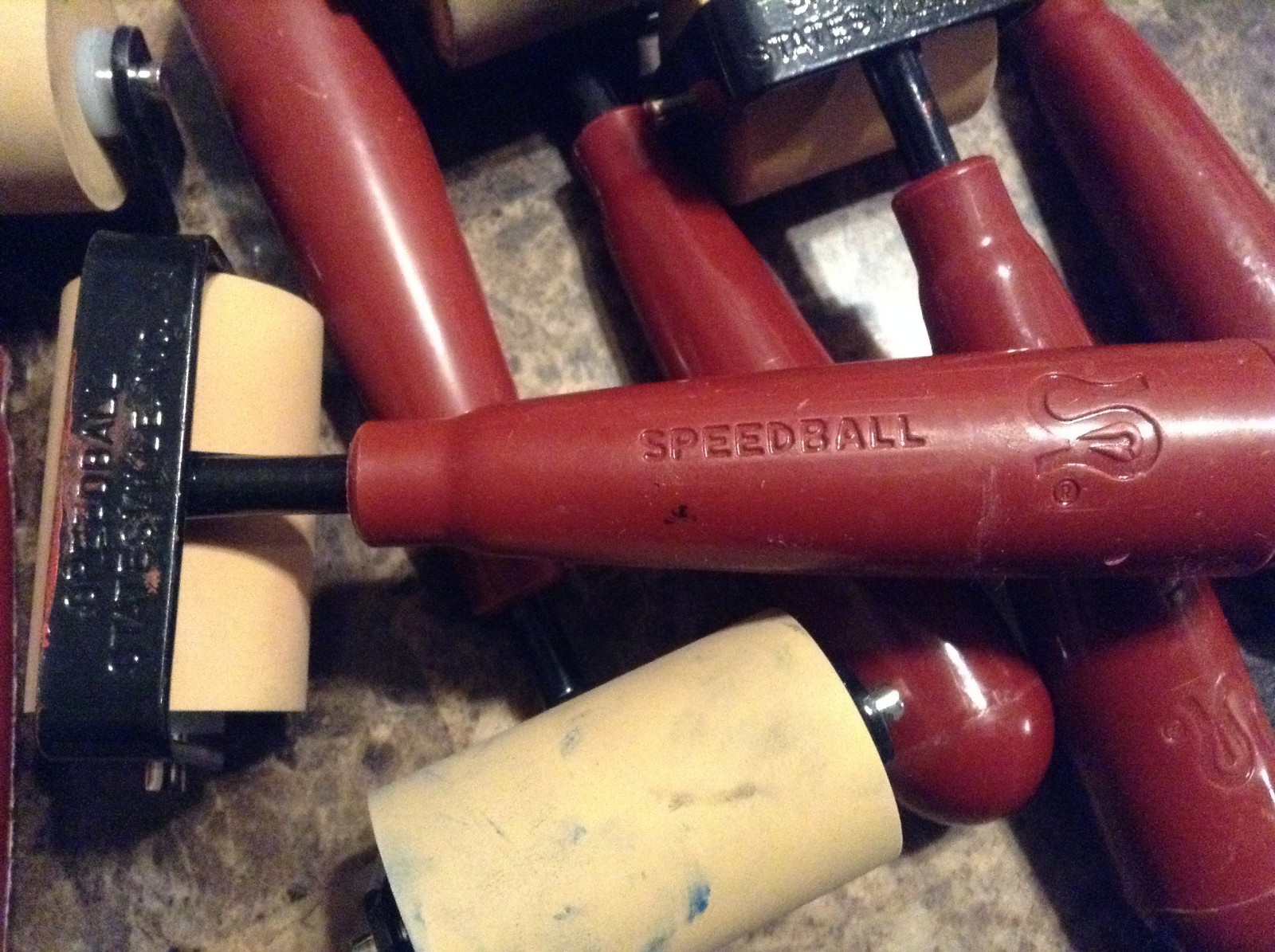 6 SPEEDBALL ART PRODUCTS SOFT RUBBER BRAYER 3 of 4171 and 3 4170, 2 & 1-1/2 INCH