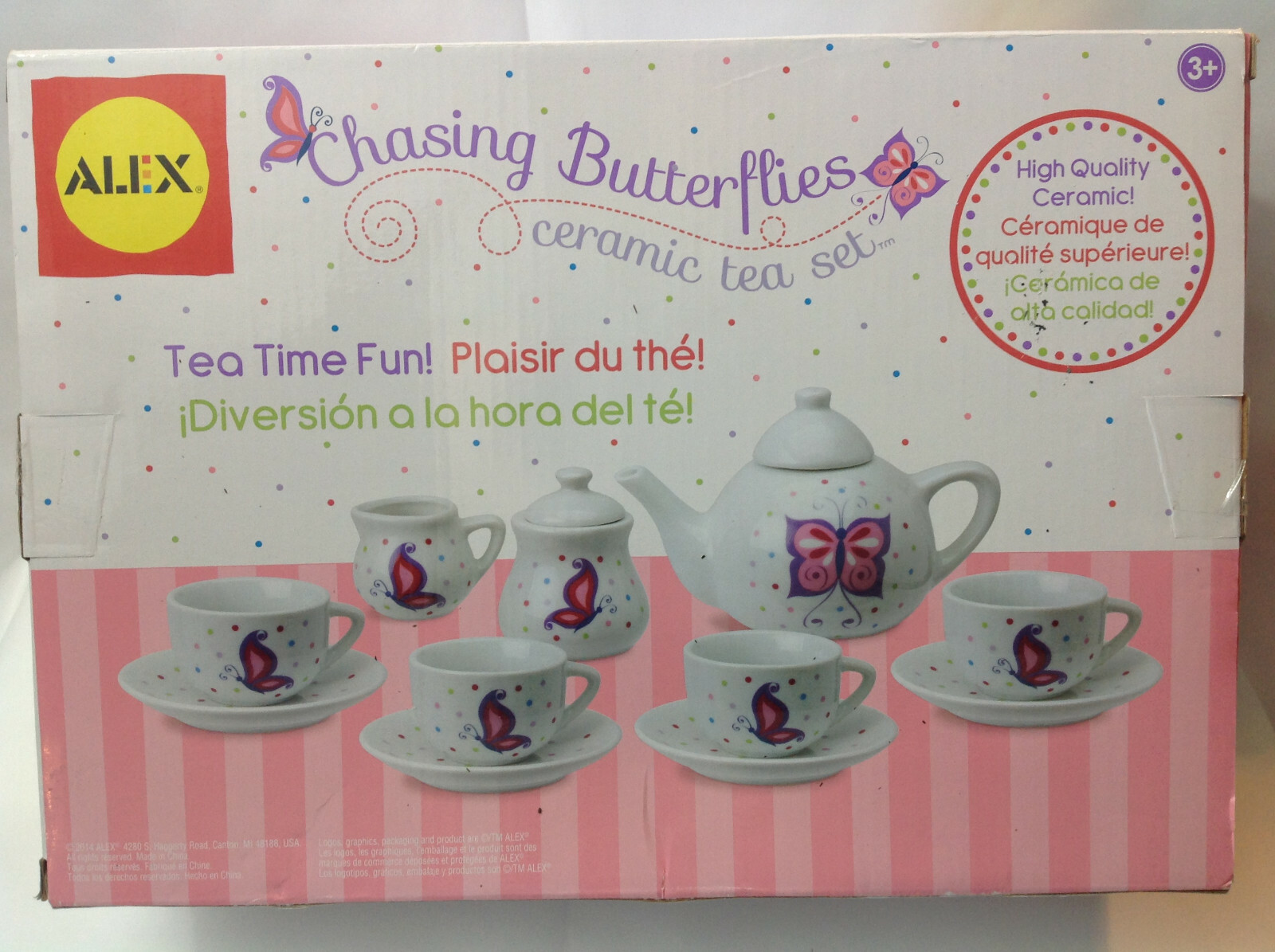 Chasing Butterflies Ceramic Tea Set by Alex, 13 Pieces, Serves 4, High Quality