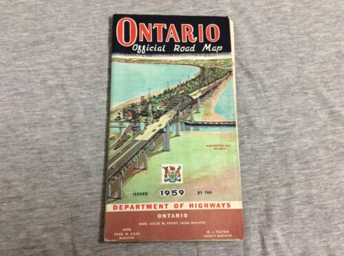 Vintage 1959 Department of Highways Ontario Official Road Map