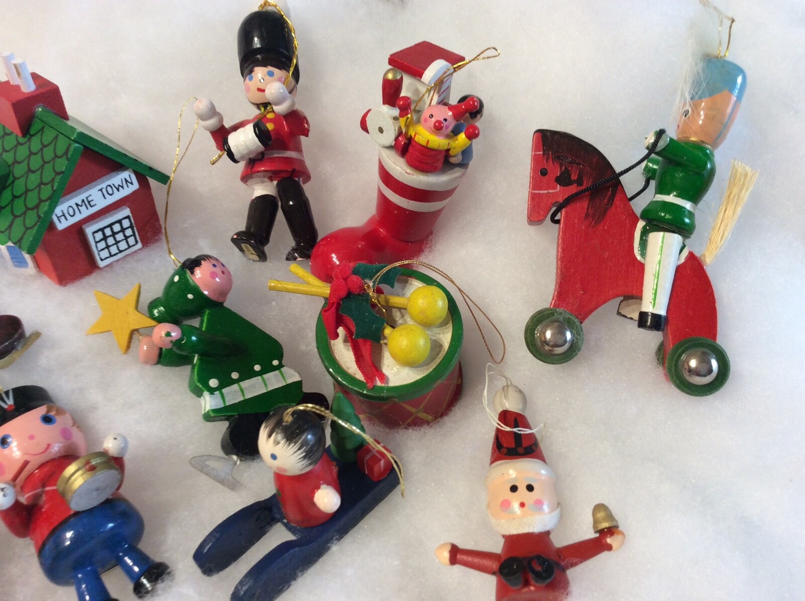 12 Vintage Wooden Christmas Ornaments 2”- 4”