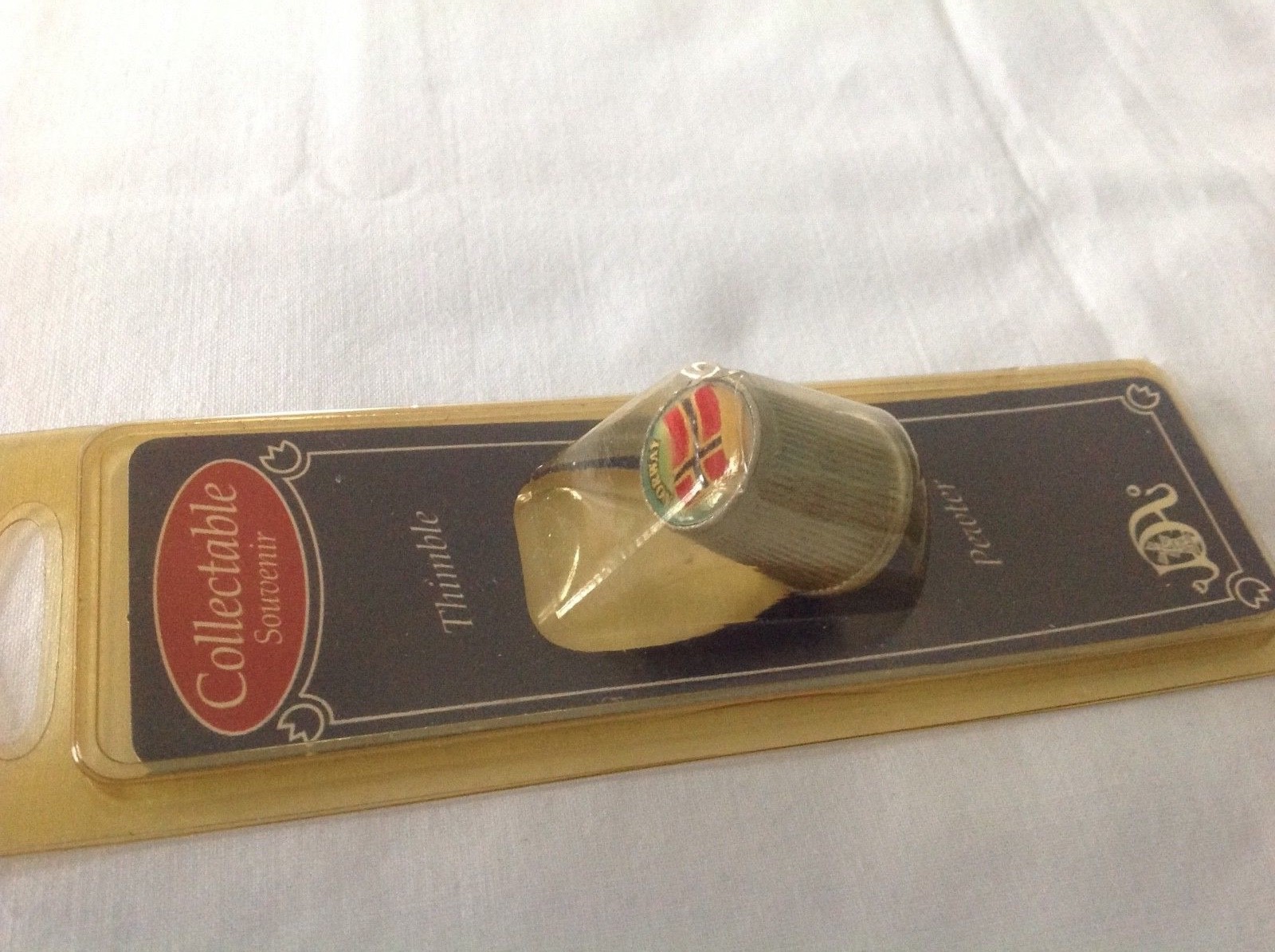 Vintage Souvenir Collectible Pewter Thimble - Norway