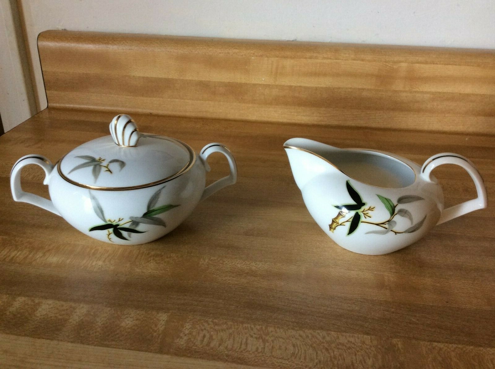 Set Of Black Bamboo Narumi China Japan Cream And Sugar Set