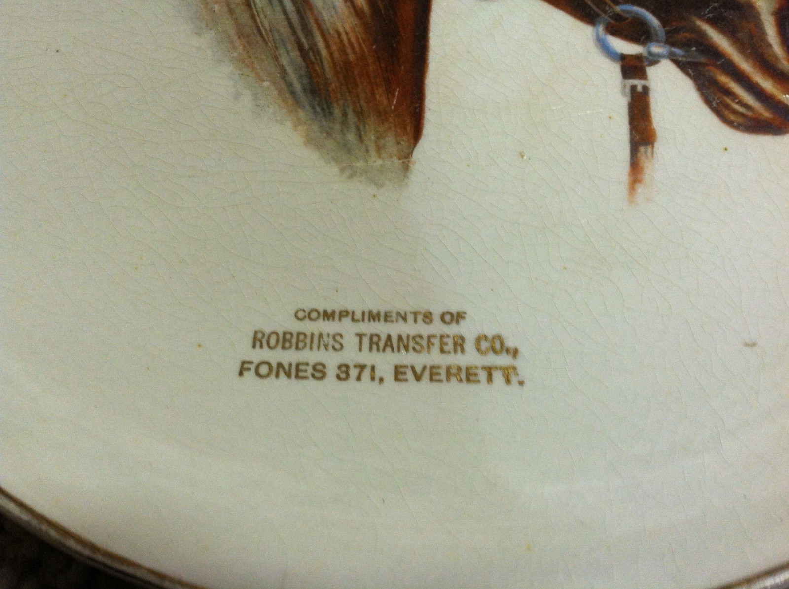 PORCELEAN 9.5 Horse Plate compliments Robbins Transfer Everett Goodwin Pottery