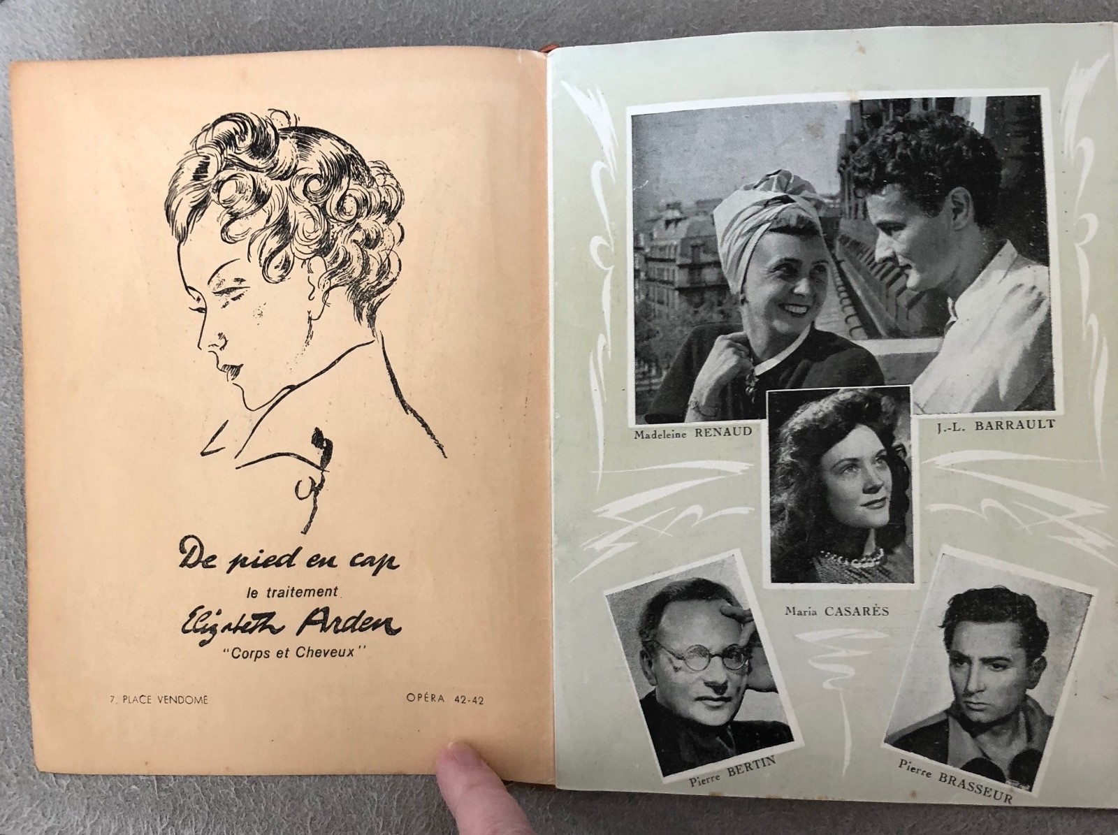 vintage 1940s theater program playbill Theatre Marigny Paris France deco adverts