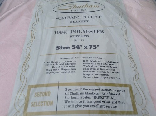 Vintage chatham Orleans Fitted blanket 54 x 75 pink 100% polyester New & sealed