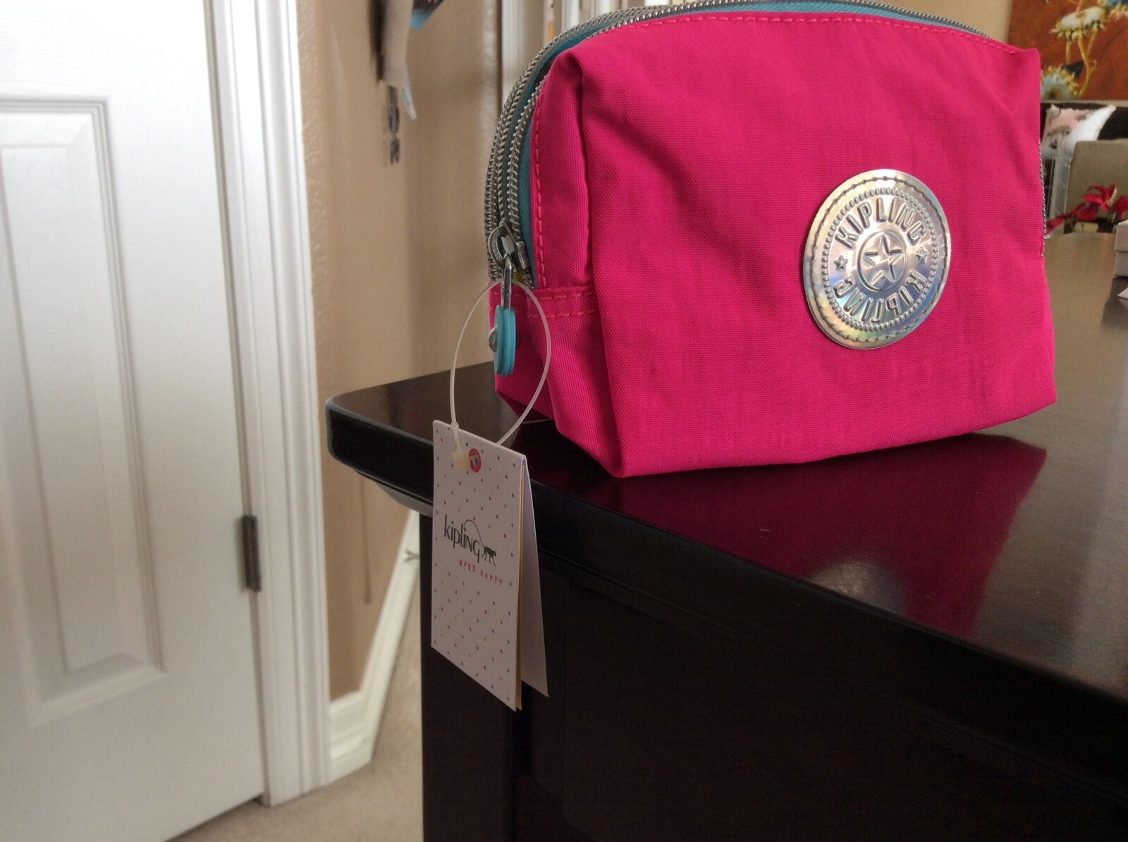 Kipling Surfer Pink Combo Pouch makeup/pencil bag