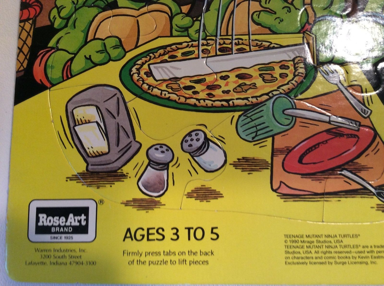 Vintage 1990 Teenage Mutant Ninja Turtles Rose Art Children's Frame Puzzle