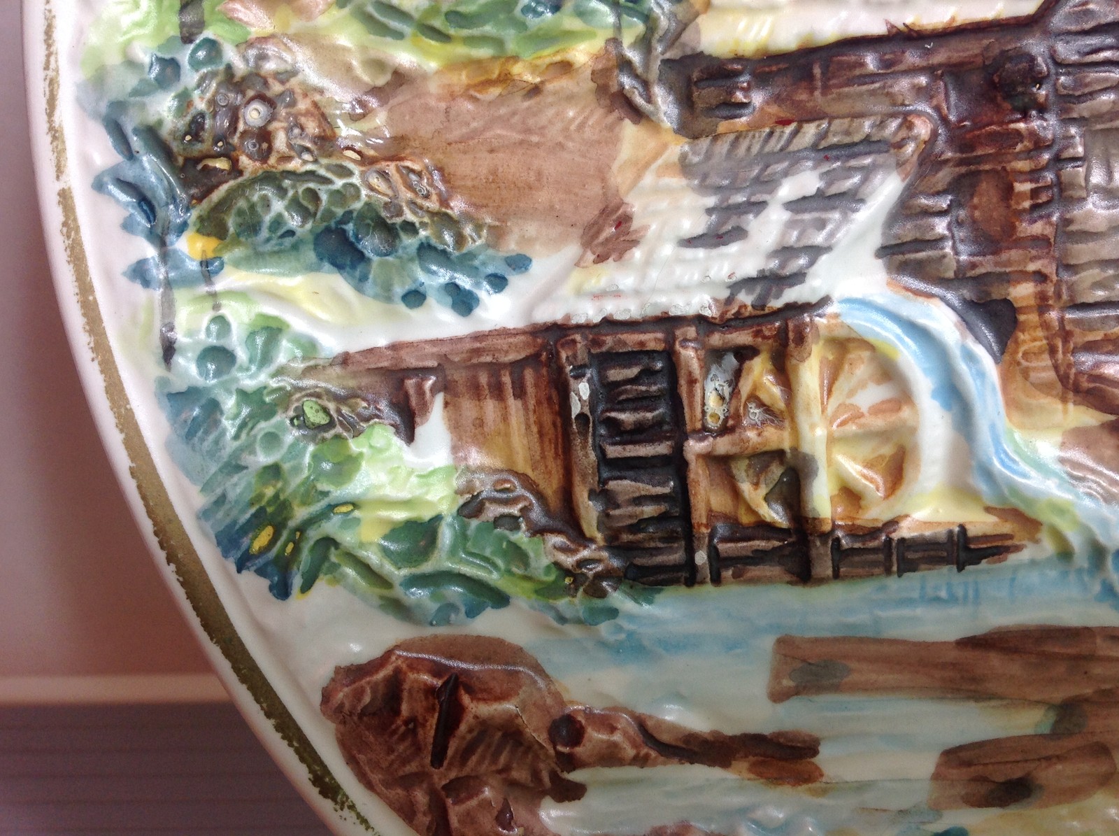 Vintage Lefton 3 D Raised House Plate with. Paper Label