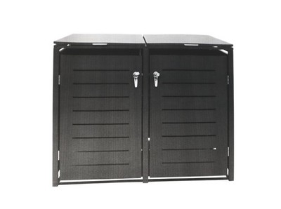 DEGAMO 10182 Mülltonnenbox 2-er Mülltonnenhaus 2 Türen, 240L, 132x80x116cm