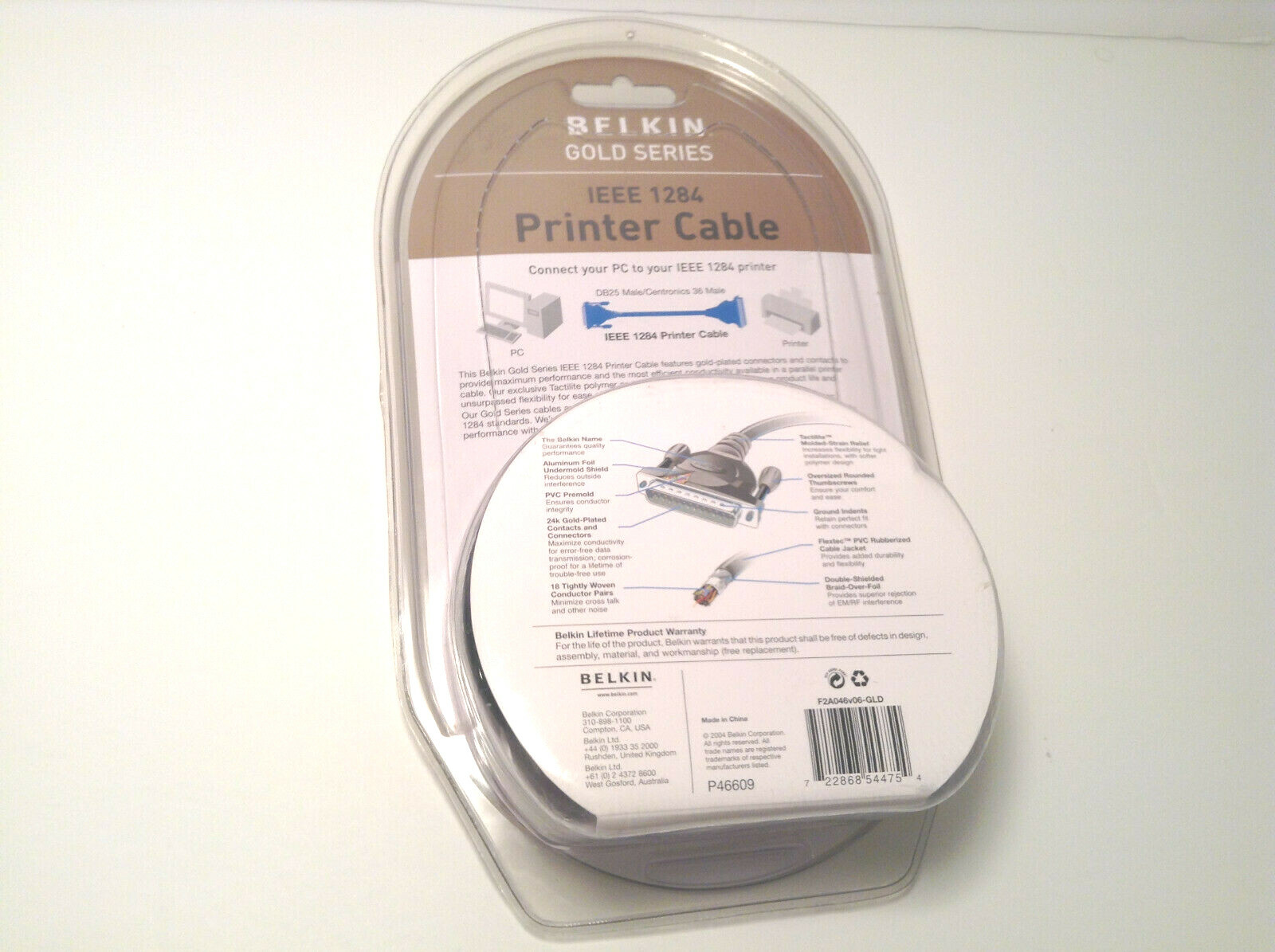 Belkin Gold Series IEEE1284 Printer Cable DB25 Male/Cent.36 Male