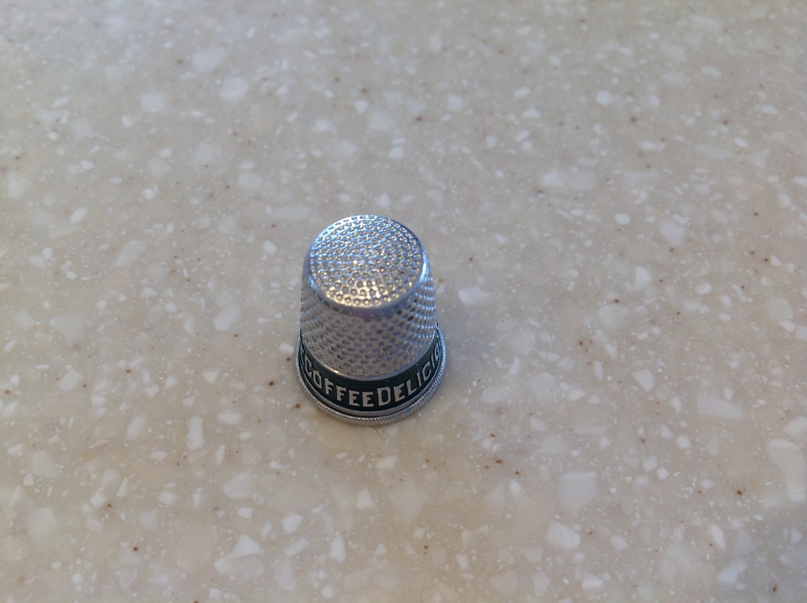 Vintage Tin Aluminum BUTTERNUT COFFEE Sewing Thimble