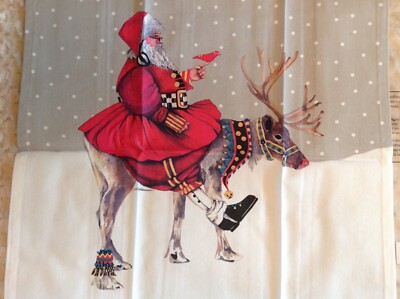 Brand New Mackenzie Childs Olde Time Santa Kitchen Towel Retired
