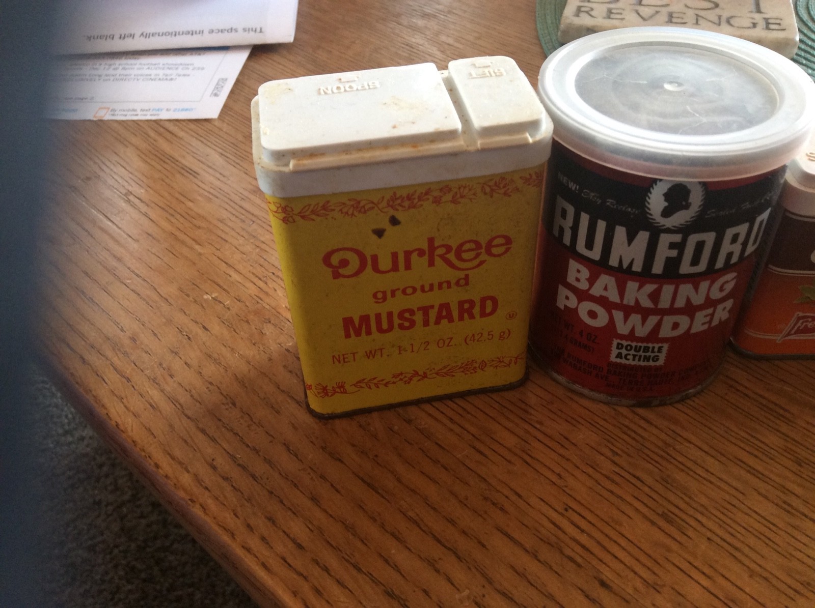 Vintage Tin lot Durkee, French’s, Rumford, McCormick Cream of Tartar Cloves etc.