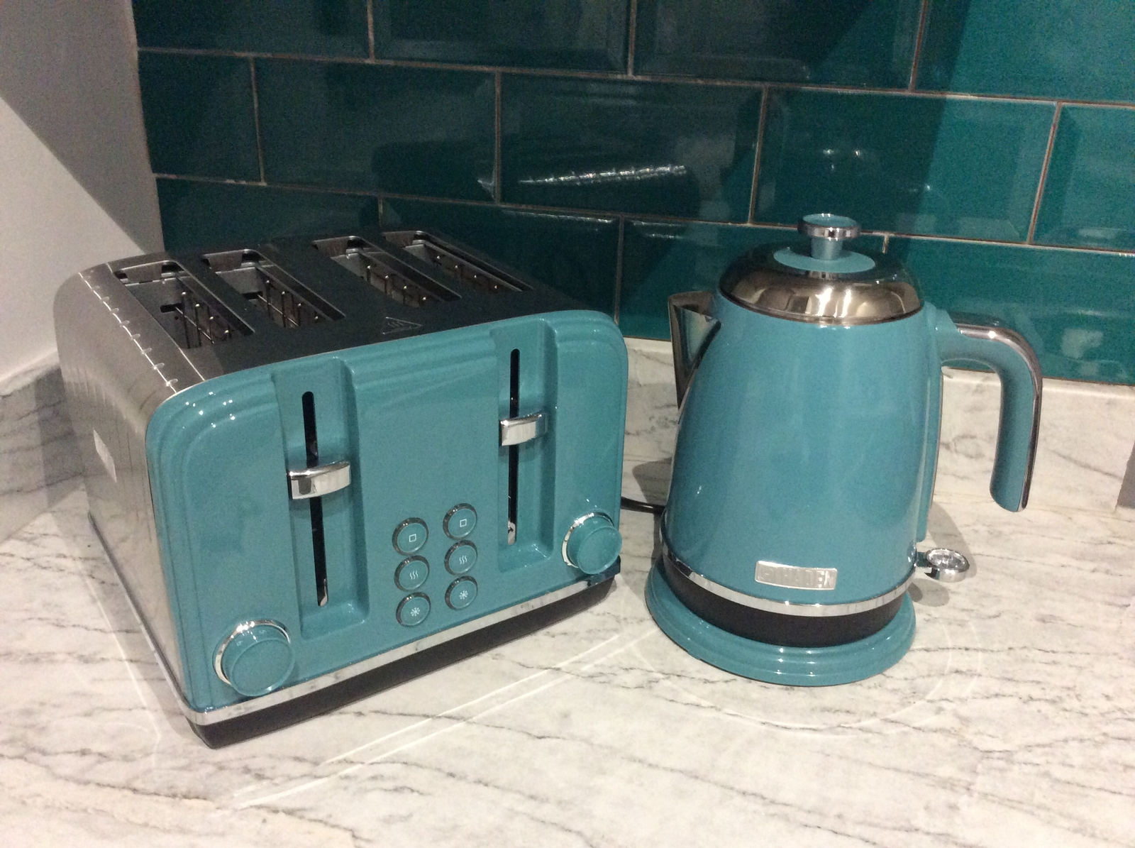 Haden 1.7L 3kW Kettle and 4 Slice Toaster Deep Teal 2 yr