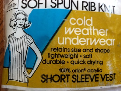 Vintage Sears Soft Spun Rib Knit Ladies Winter Underwear Short Sleeve MED - NOS