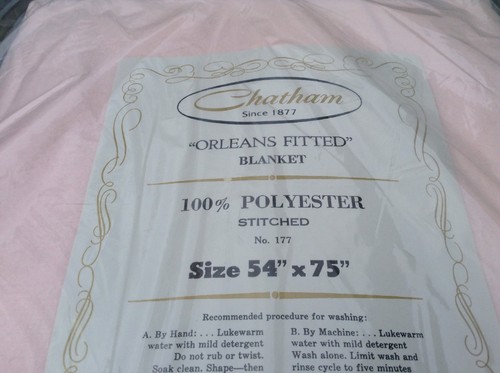 Vintage chatham Orleans Fitted blanket 54 x 75 pink 100% polyester New & sealed