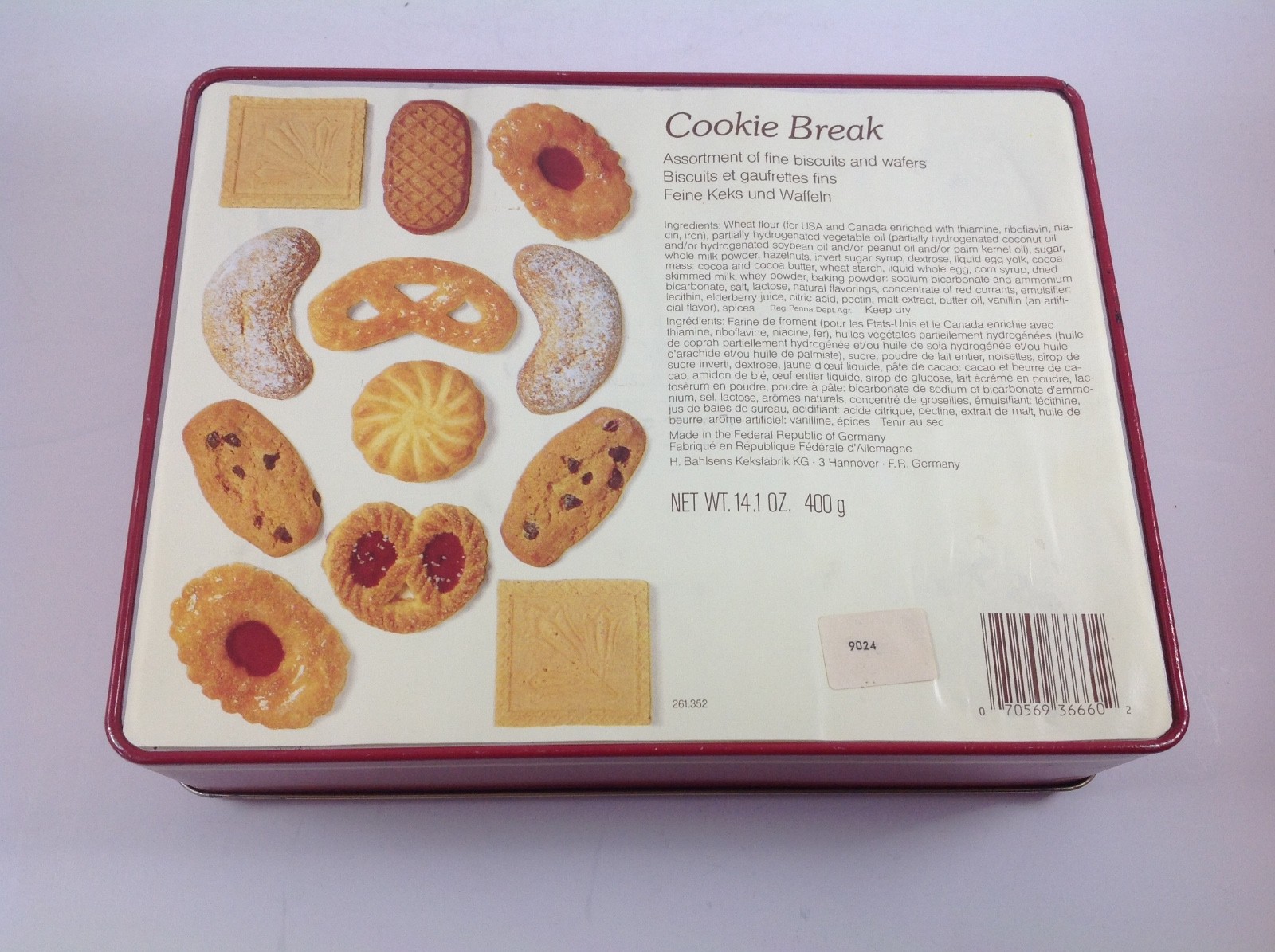 Vintage French Kids Leibniz Butter Cakes Tin Sign Metal Box.