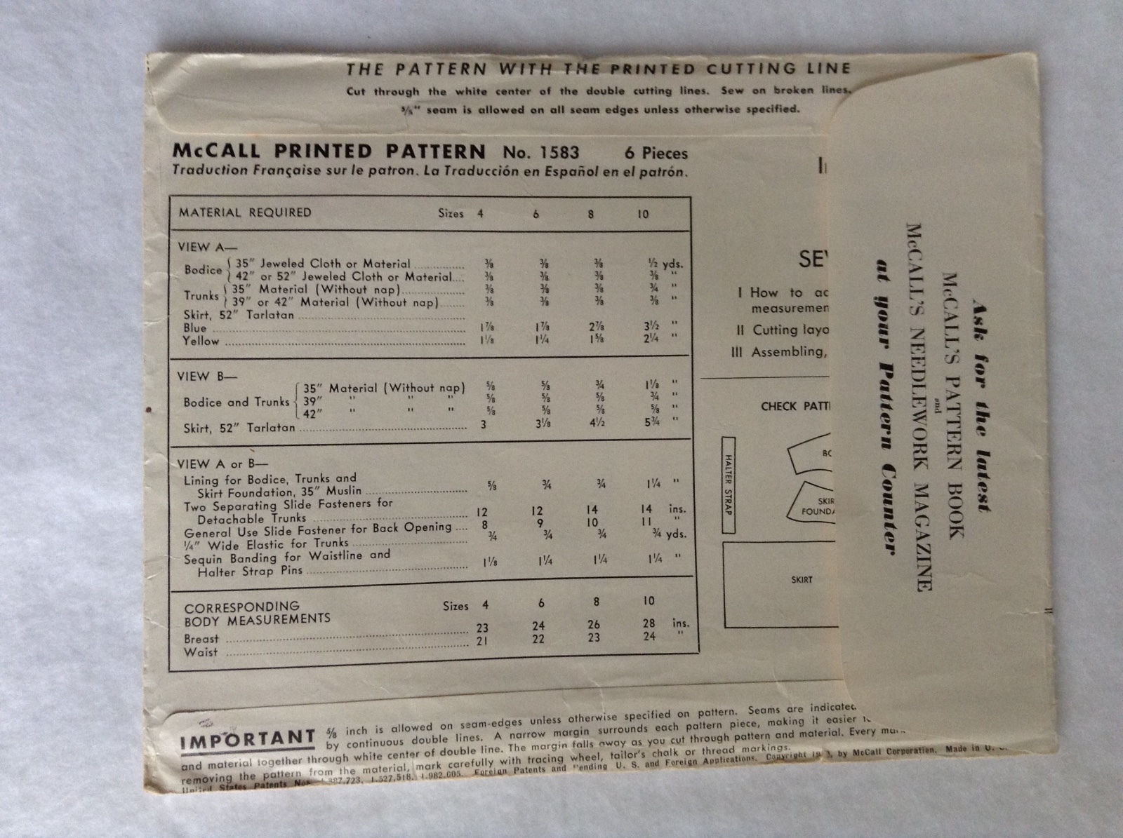 Charming Vintage Sewing Pattern McCall #1583 Girls Ballet Costume Size 4