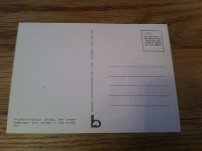 Sydney Harbour Harbor Bridge Single Span Arch Australia Australian Postcard New