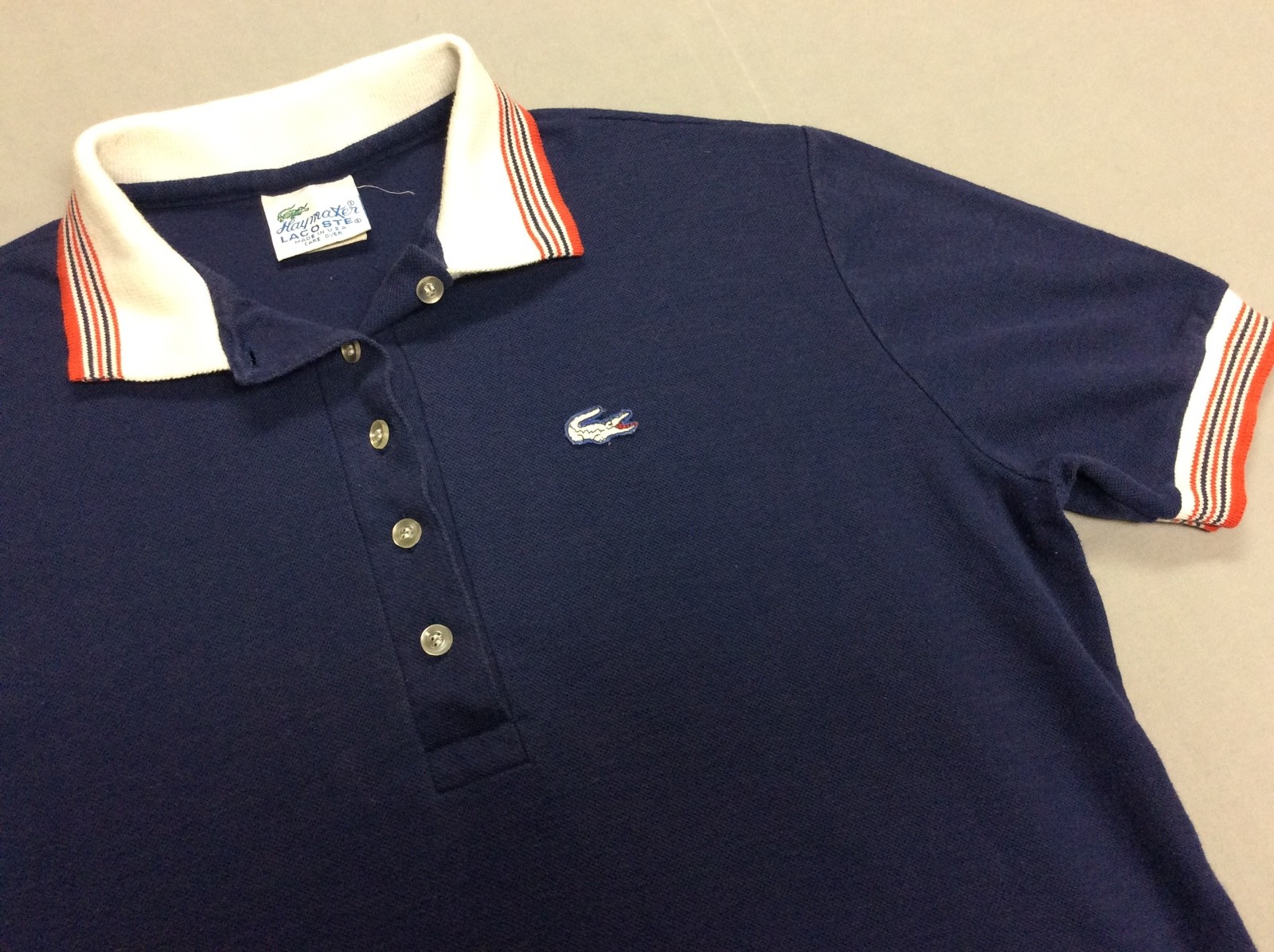 VTG 80S IZOD LACOSTE HAYMAKER ALLIGATOR POLO BLUE SHIRT YOUTH OR WOMENS LARGE
