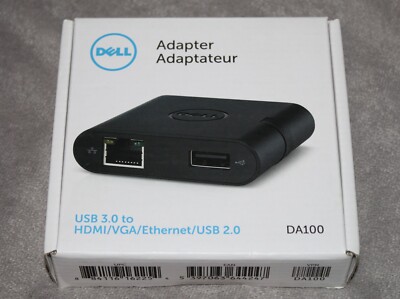 New SEALED Dell DA100 Travel Adapter USB 3.0 to HDMI / VGA / Ethernet / USB 2.0 