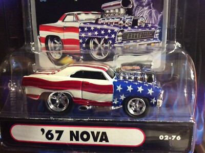 MUSCLE MACHINES STARS & STRIPES  1967 CHEVY NOVA   1/64 ---   67 NOVA - BLOWER