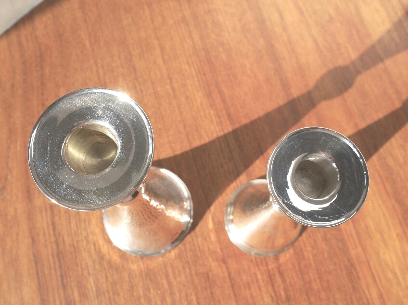 2 Vintage Hand Hammered 925 Sterling Silver Candlesticks