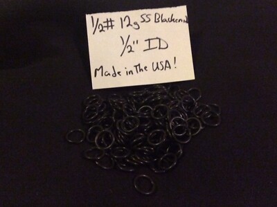 1/2 Pound of 12g Blackened Stainless Steel jump rings w/ 1/2  ID Made in the USA