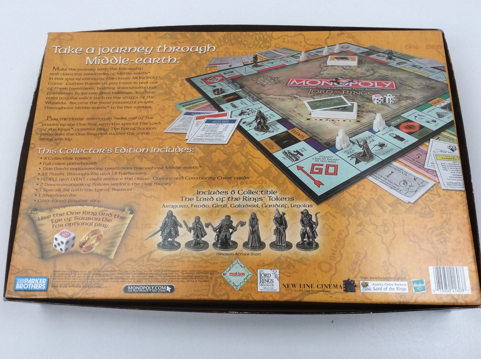 2003 The Lord of the Rings Trilogy Edition Monopoly Game 100% Complete w/Ring