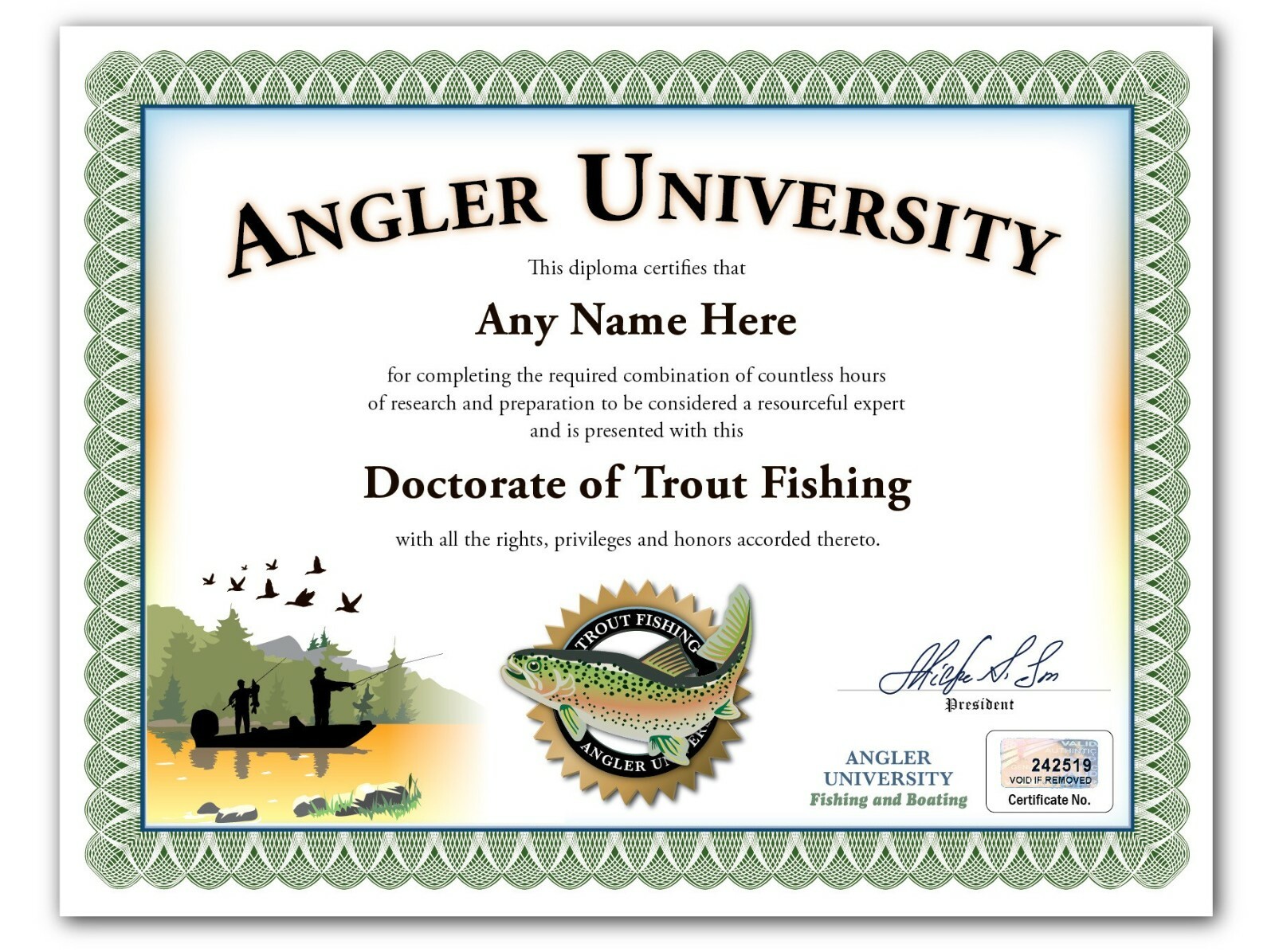 trout-fishing-personalized-certificate-diploma-boating-fisherman-angler-gift-ebay
