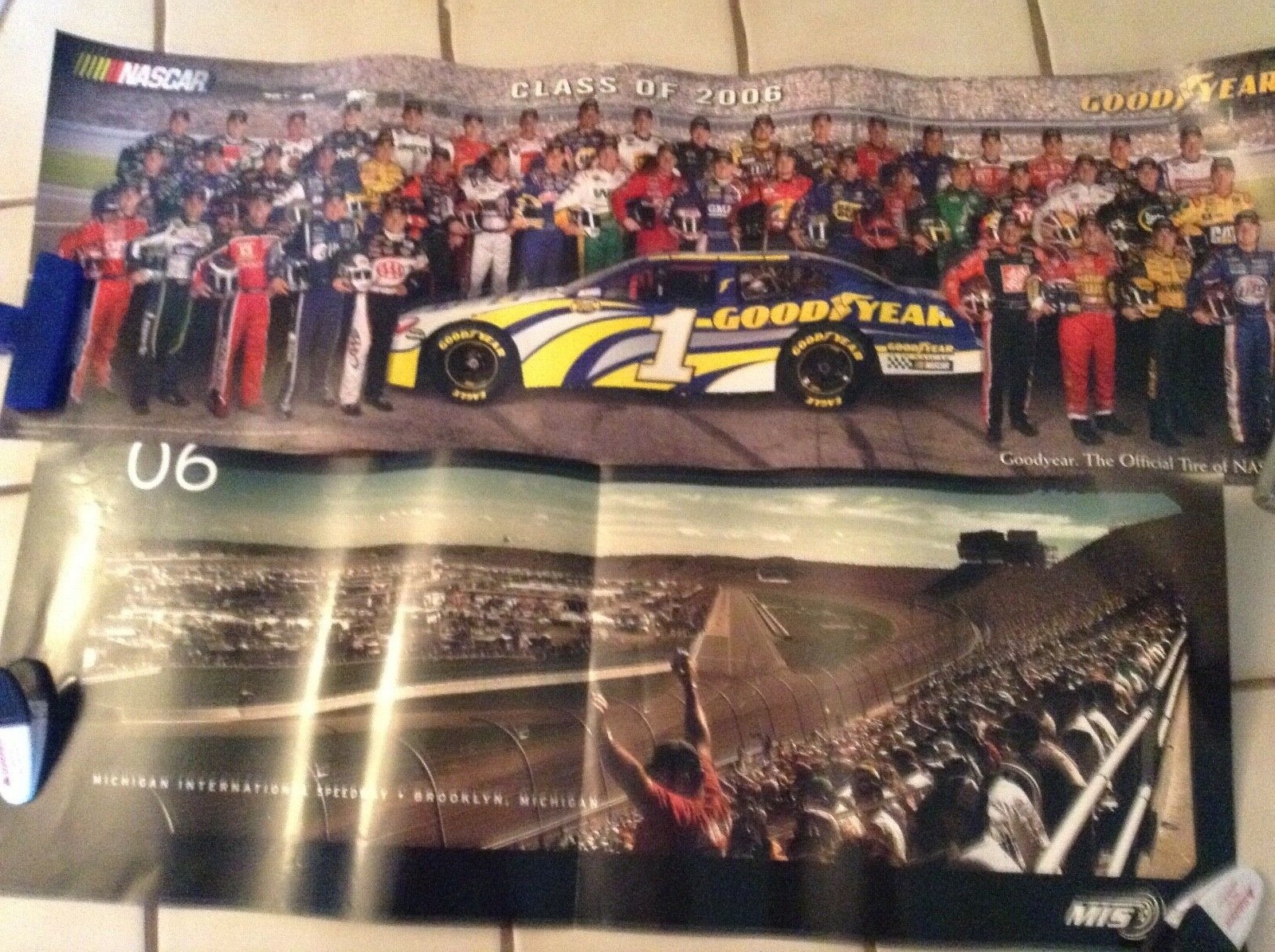 Beautiful NASCAR Good Year Poster 2006 & MISD 06 Racing Poster nice enough frame