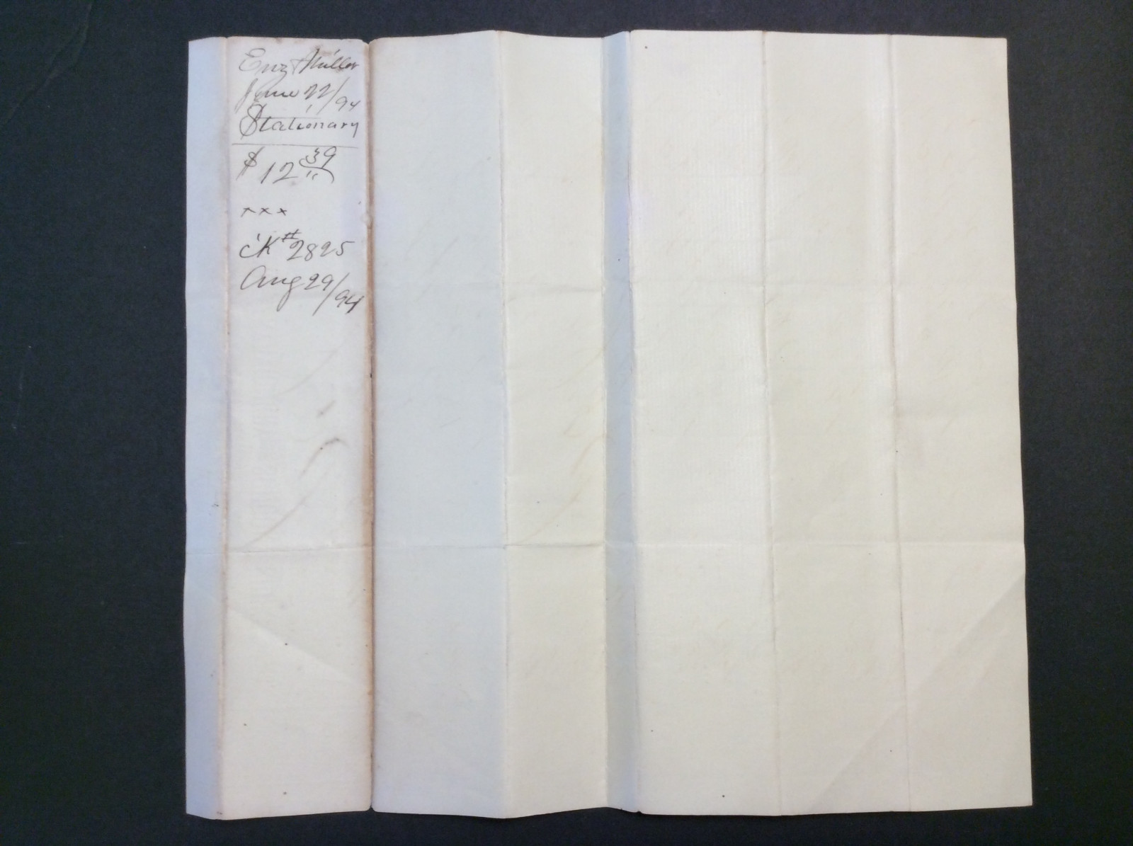 1894 ENZ & MILLER Paper Stationary School Blank Books Ithaca NY Antique Invoice