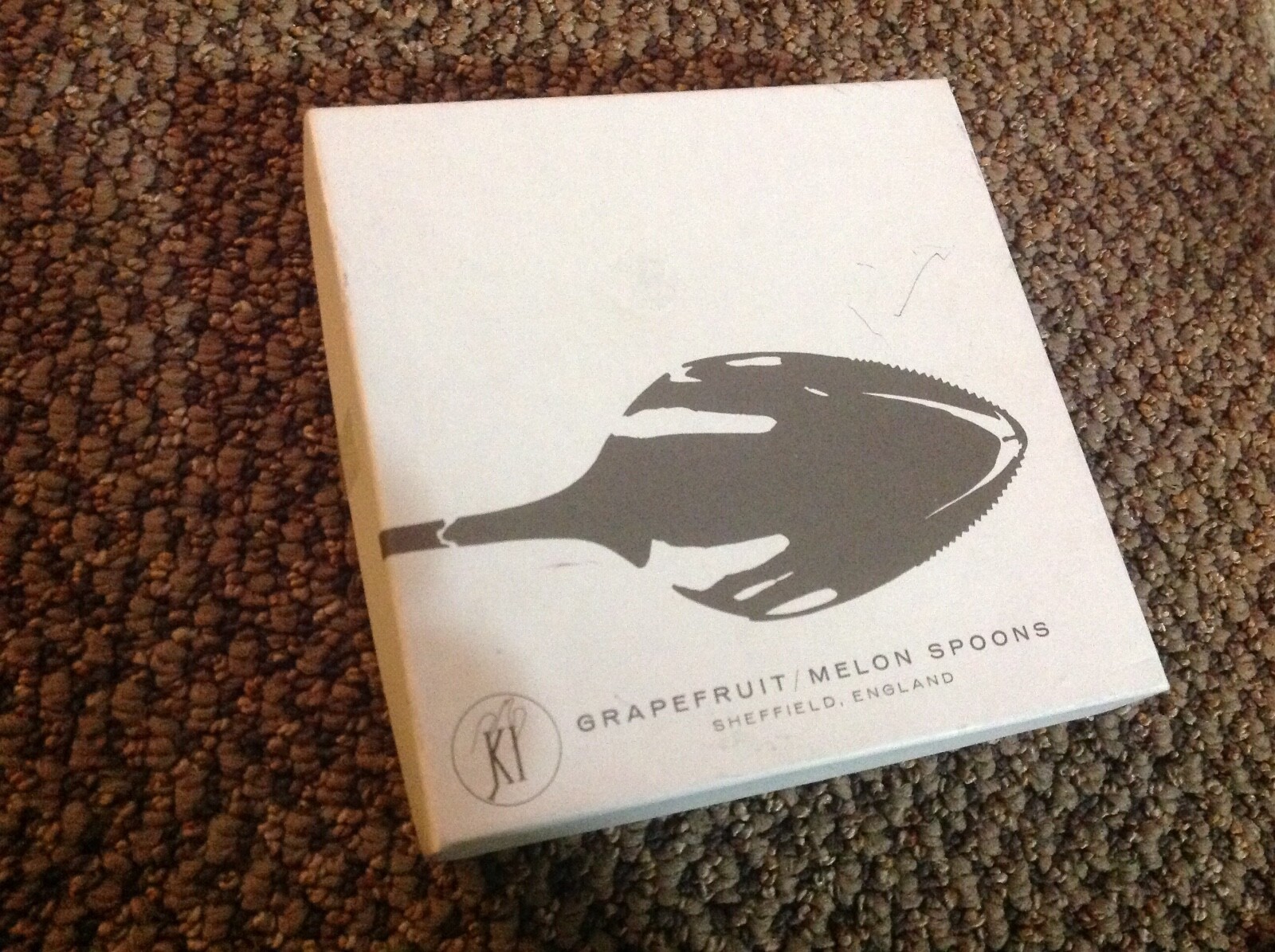 Old EL SHEFFIELD ENGLAND Set of 6 Silverplate Grapefruit Spoons in Original Box