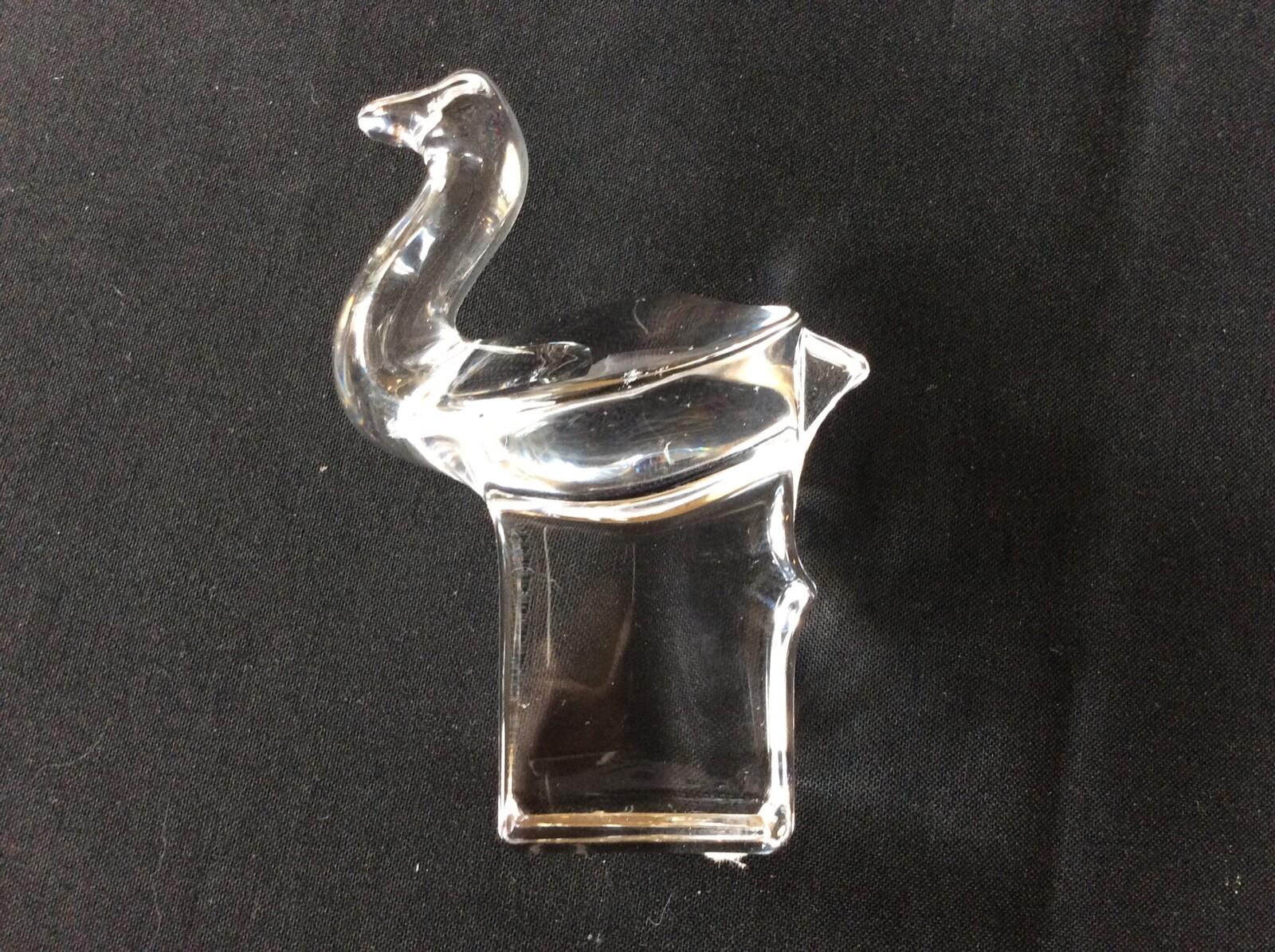 ORREFORS Crystal Duck  Animal Figurine Sweden Signed Paperweight 4 1/2