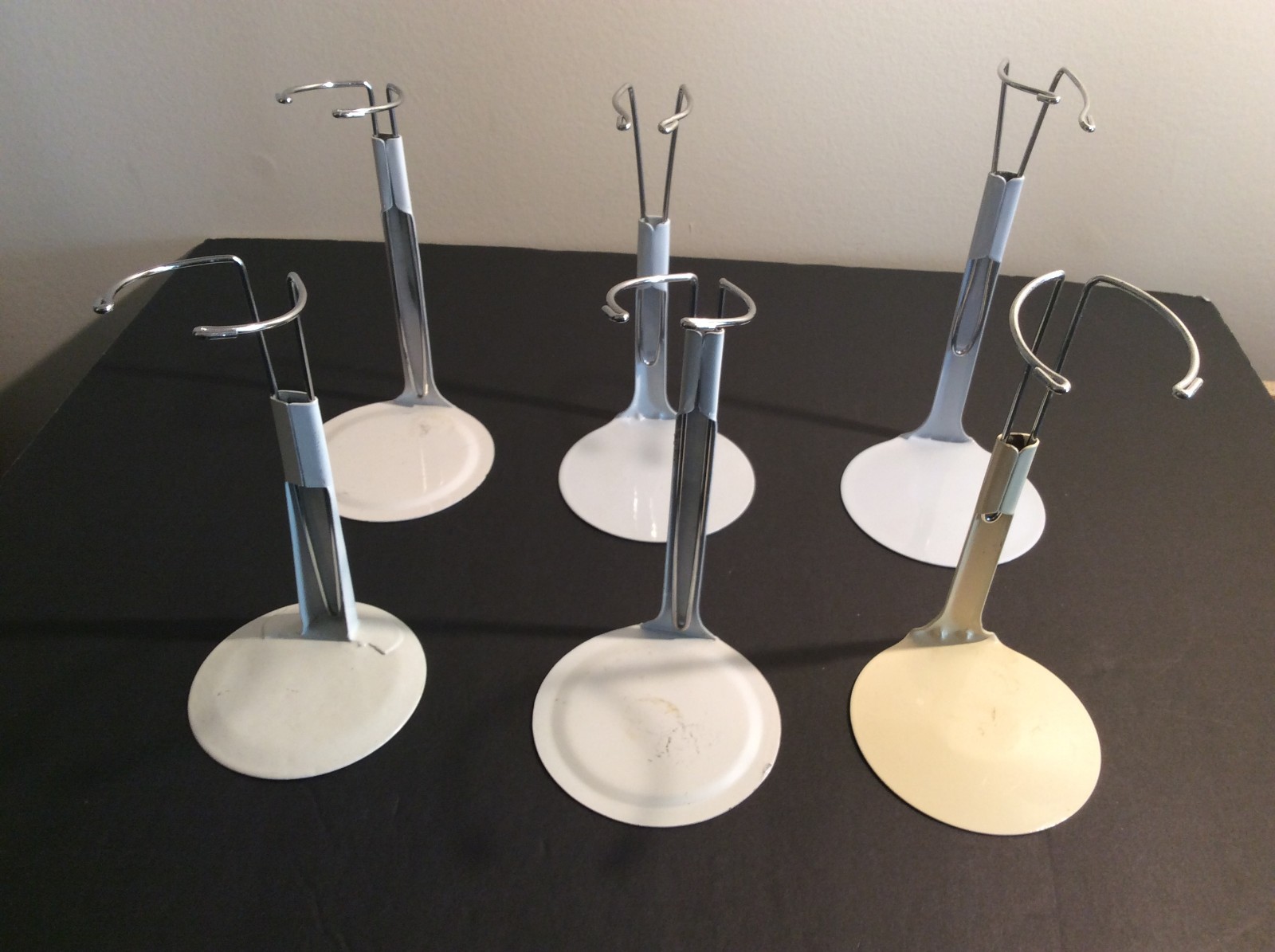 Lot of 6 Metal Doll Stands for G.I. Joe, MARX Johnny West or Barbie Dolls    #1