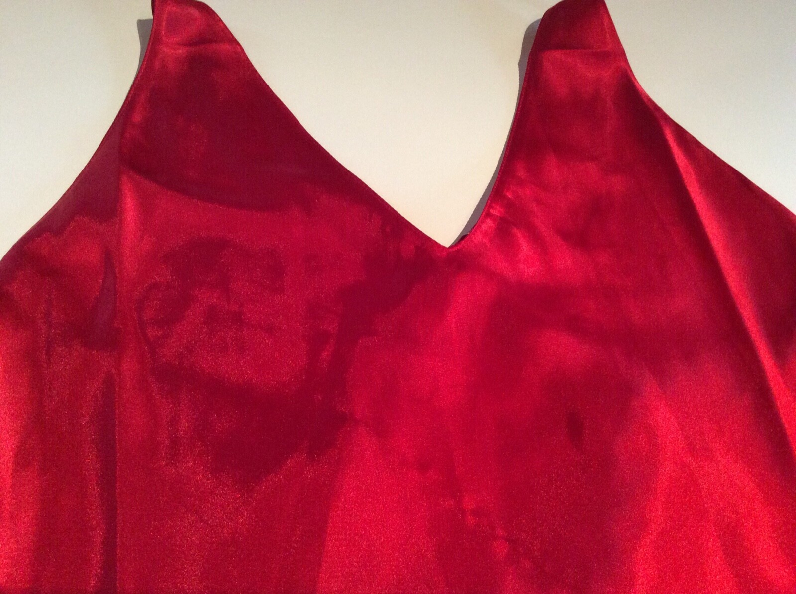 Frederick’s of Hollywood Full Length Red Satiny Gown ROMANTIC Sz M