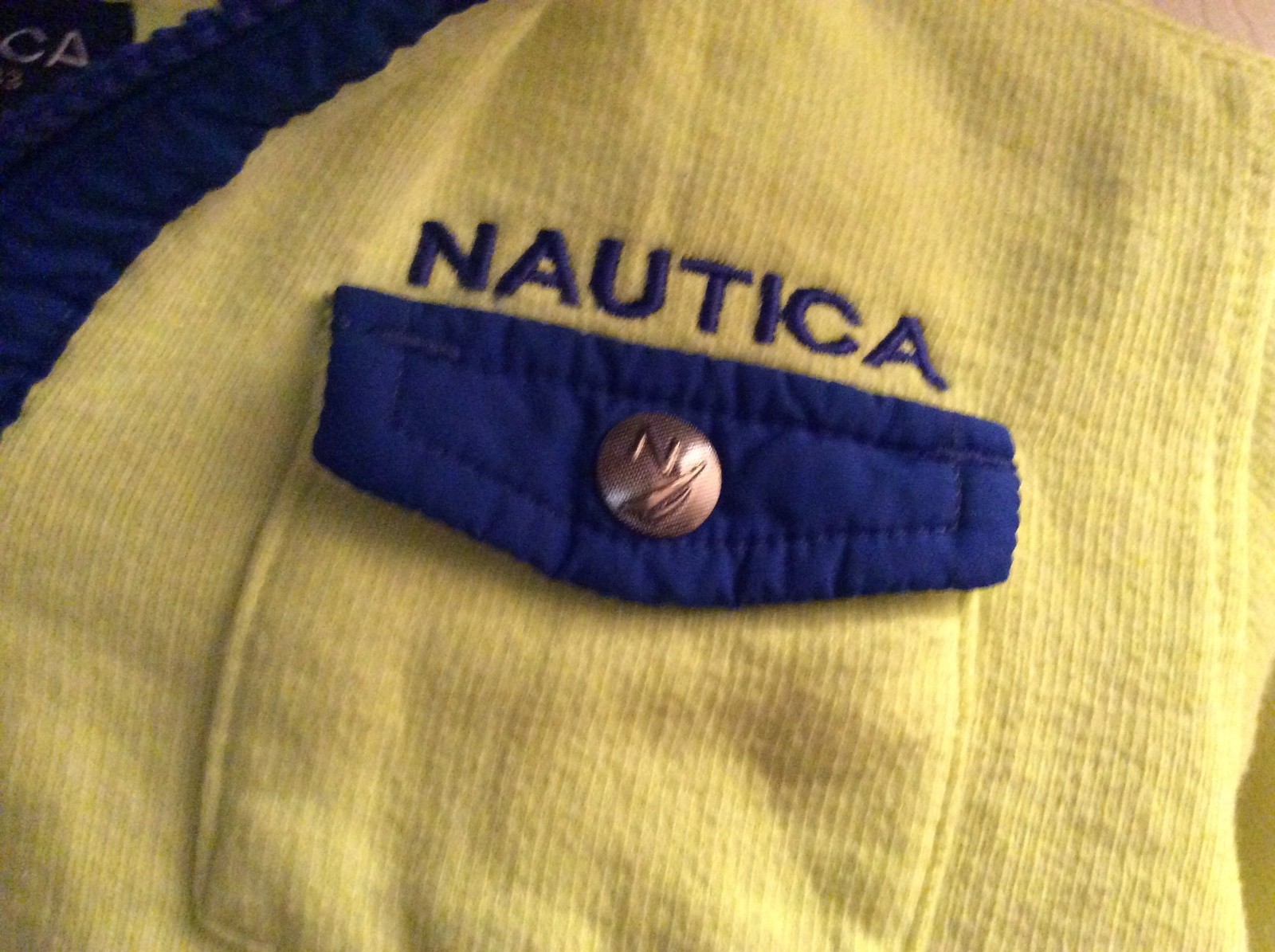 Nautica Pullover Neon Yellow w/ Blue 1/4 Zip Size Youth Boys XL 18/20